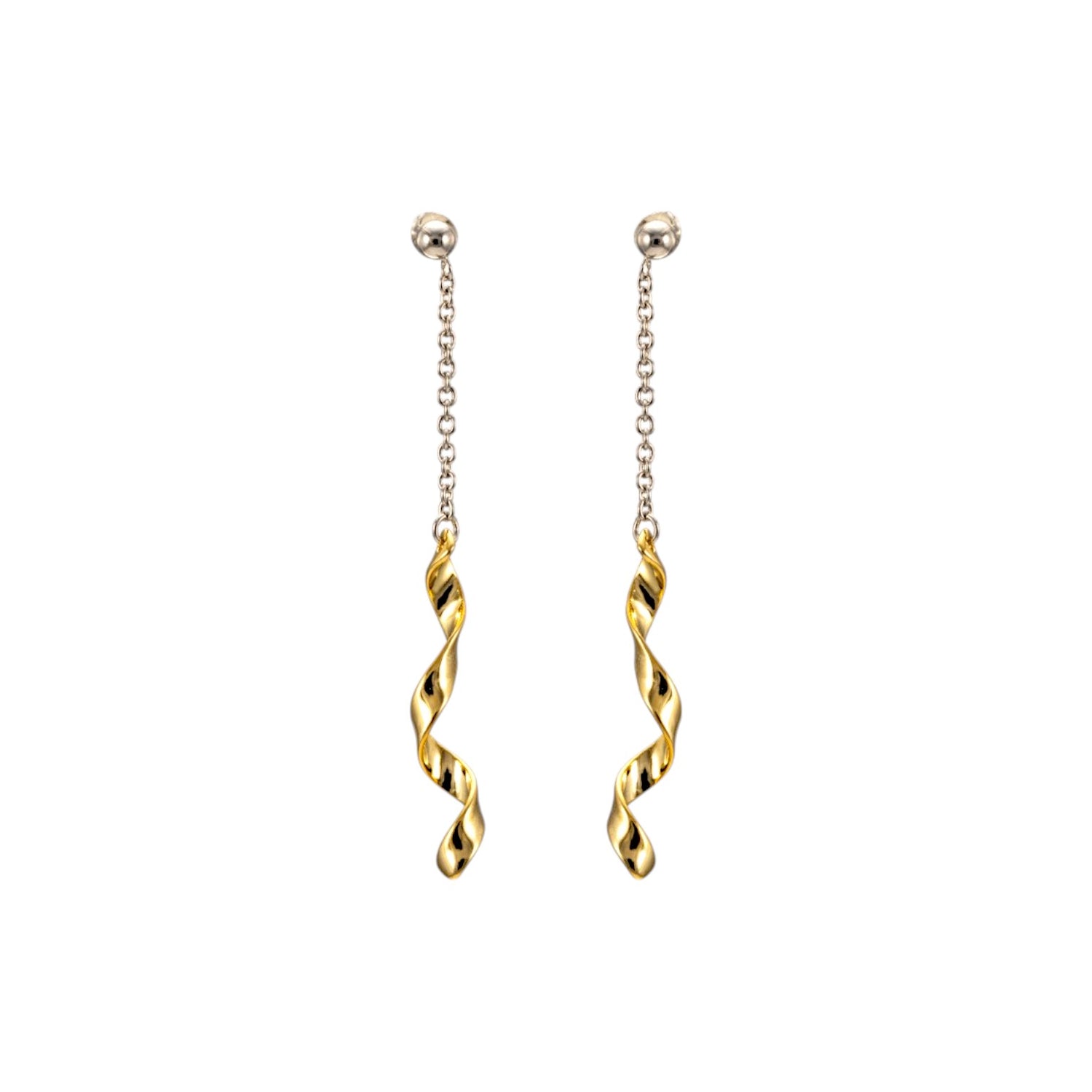 Sterling Silver Chain Drop Spiral Earrings for Women and Girls