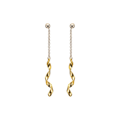 Sterling Silver Chain Drop Spiral Earrings for Women and Girls