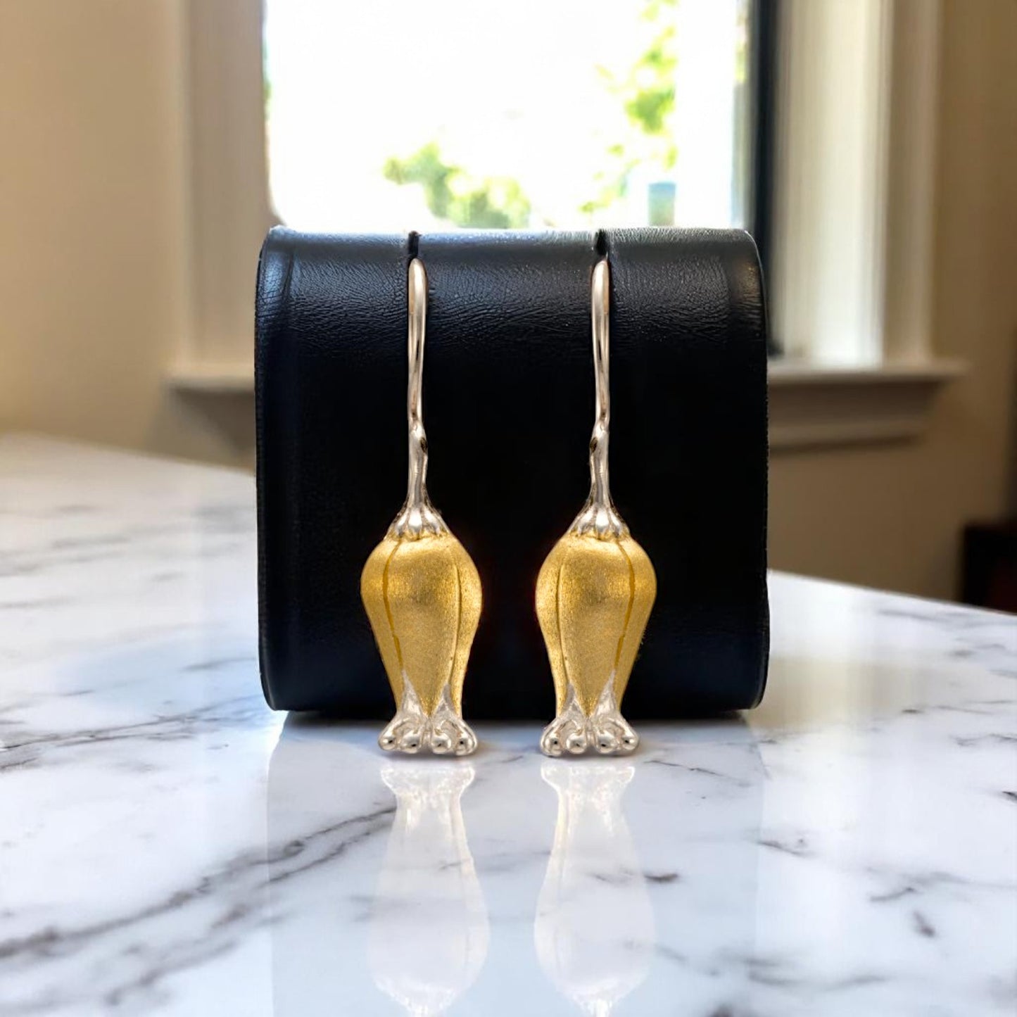 Sterling Silver Gold Plated Buds Hook Earrings for Women and Girls