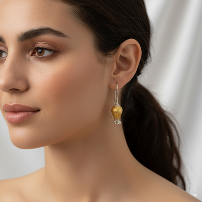 Sterling Silver Gold Plated Buds Hook Earrings for Women and Girls