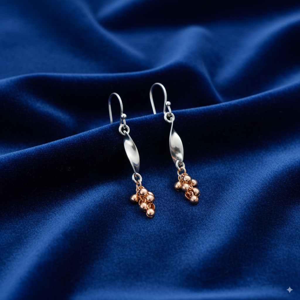 925 Sterling Silver Dual Tone Twisted Earrings for Women & Girls