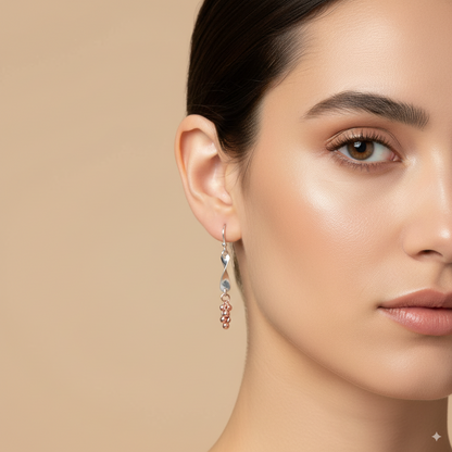 Sterling Silver Dual tone Twisted Earrings for Women and Girls