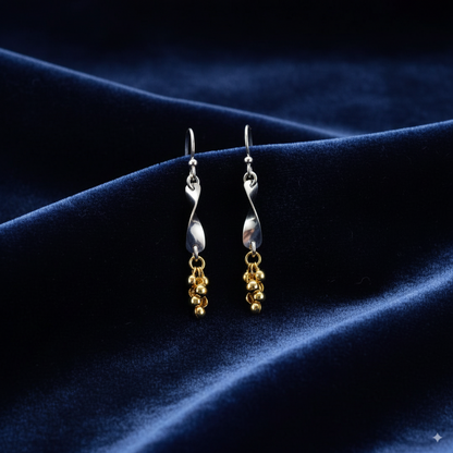 Sterling Silver Gold Plated Twisted Earrings for Women and Girls