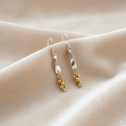 Sterling Silver Gold Plated Twisted Earrings for Women and Girls