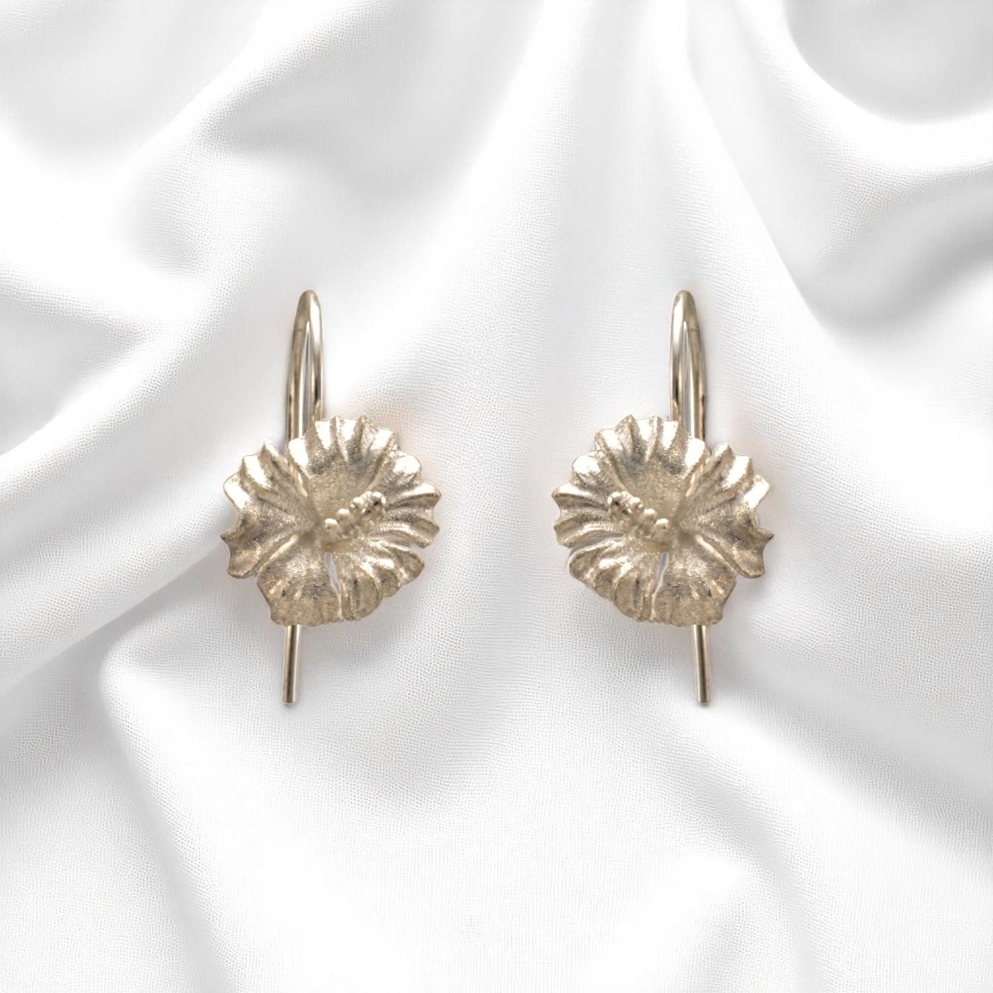 Sterling Silver Hibiscus Flower Earring for Women and Girls