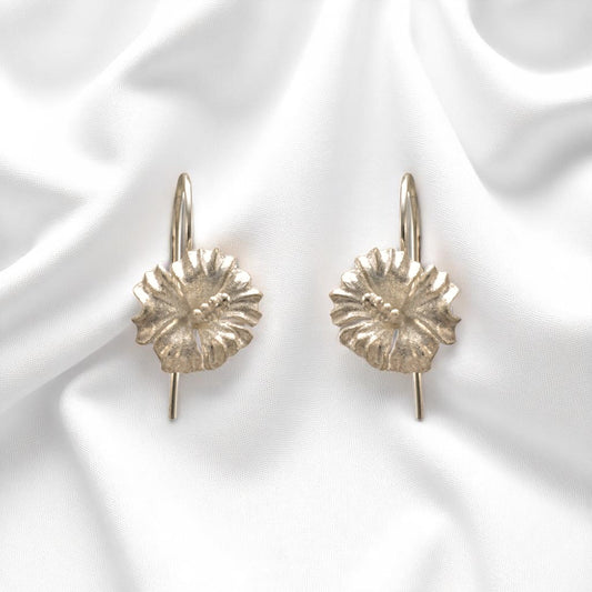 Sterling Silver Hibiscus Flower Earring for Women and Girls