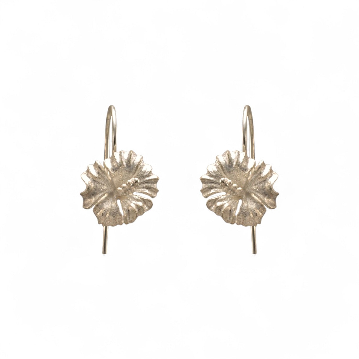 Sterling Silver Hibiscus Flower Earring for Women and Girls