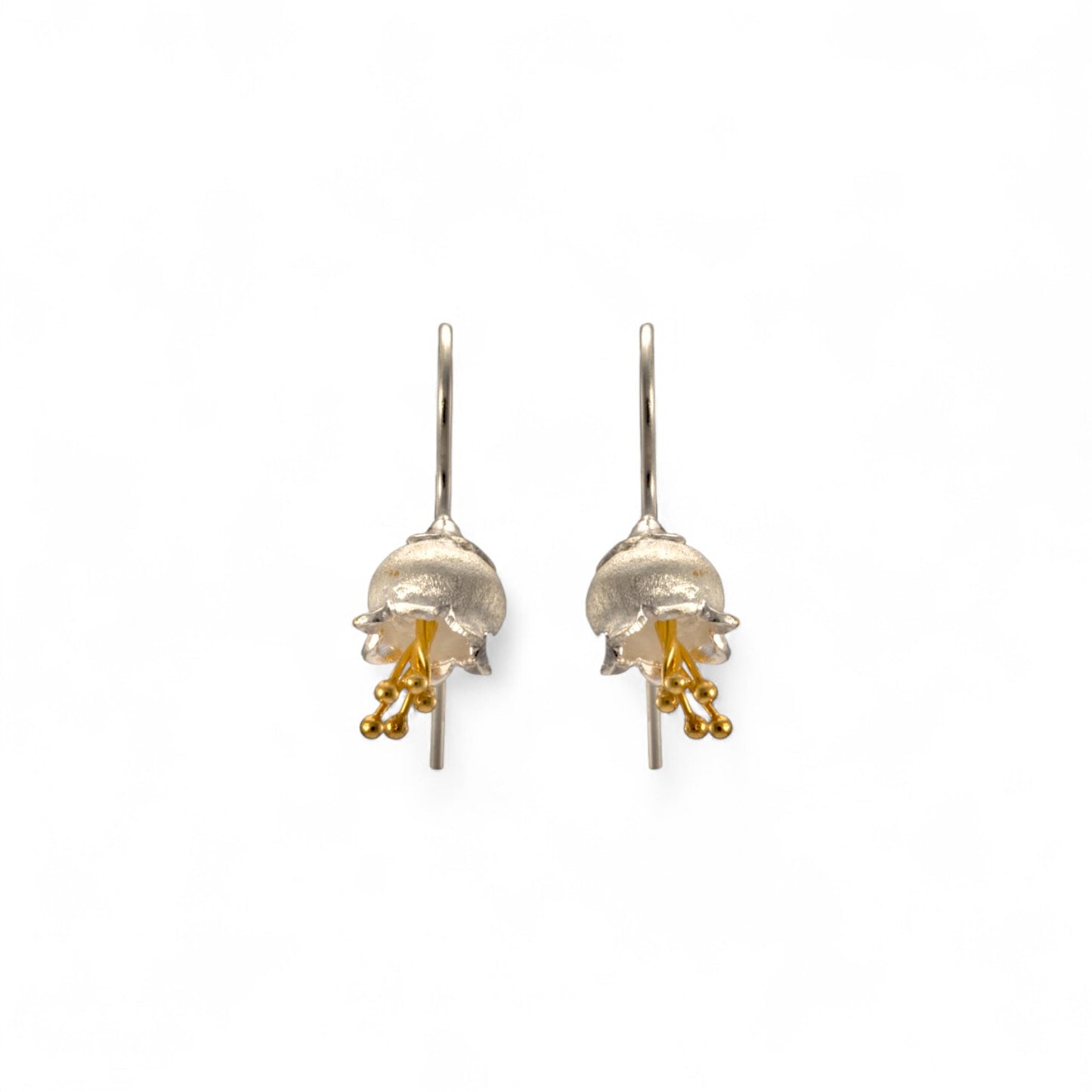 Sterling Silver Dual tone Flower Design Earrings for Women and Girls