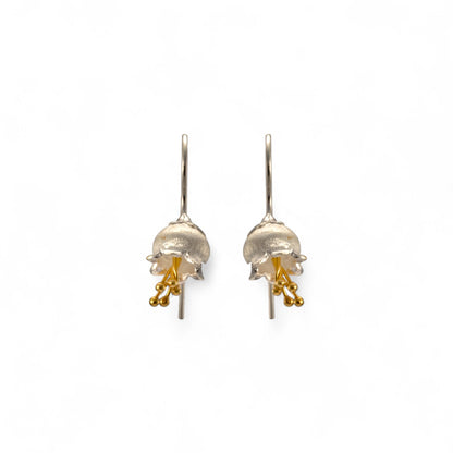 Sterling Silver Dual tone Flower Design Earrings for Women and Girls