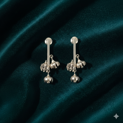 Sterling Silver Floral Drop Earrings for Women and Girls
