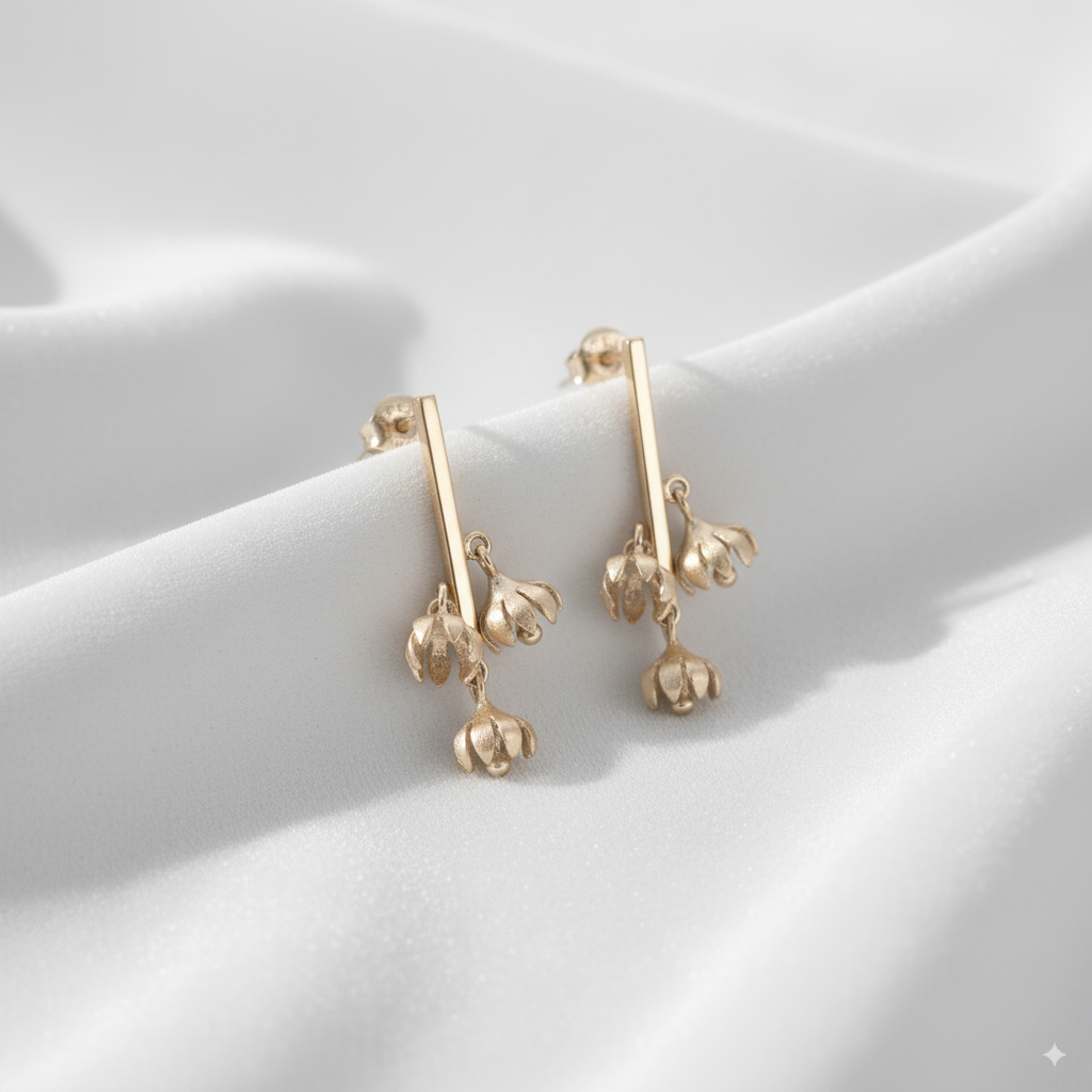 Sterling Silver Floral Drop Earrings for Women and Girls