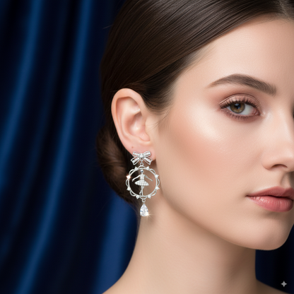 Sterling Silver Zircon Studded Dancing Doll Earrings for Women and Girls