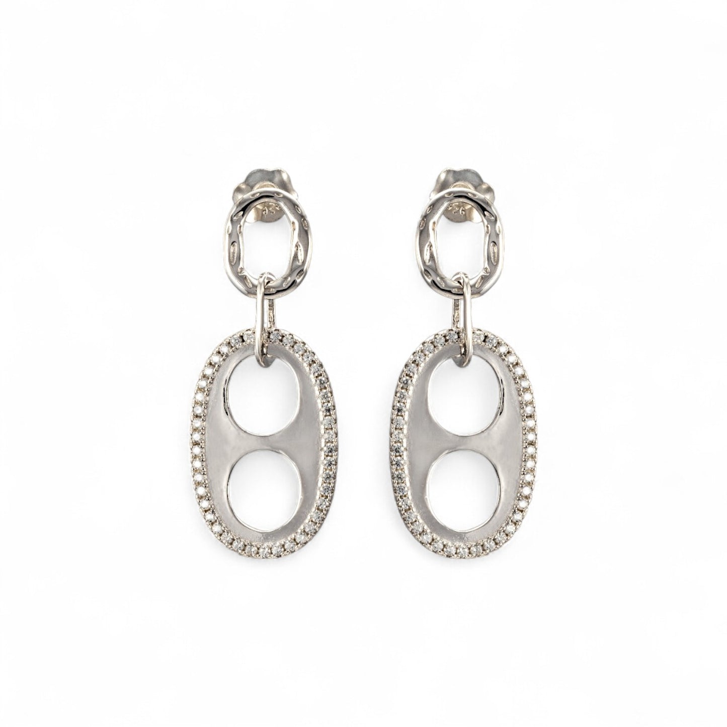 925 Sterling Silver Oval Shaped Zircon Dangle Earrings for Women & Girls