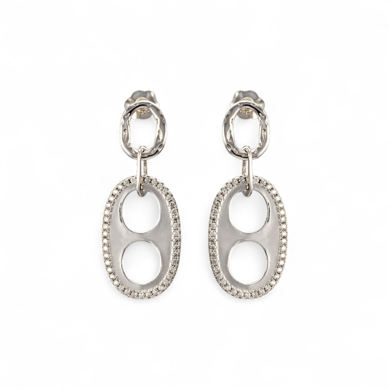925 Sterling Silver Oval Shaped Zircon Dangle Earrings for Women & Girls