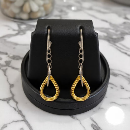 Sterling Silver Gold plated Tear drop earrings for Women and Girls