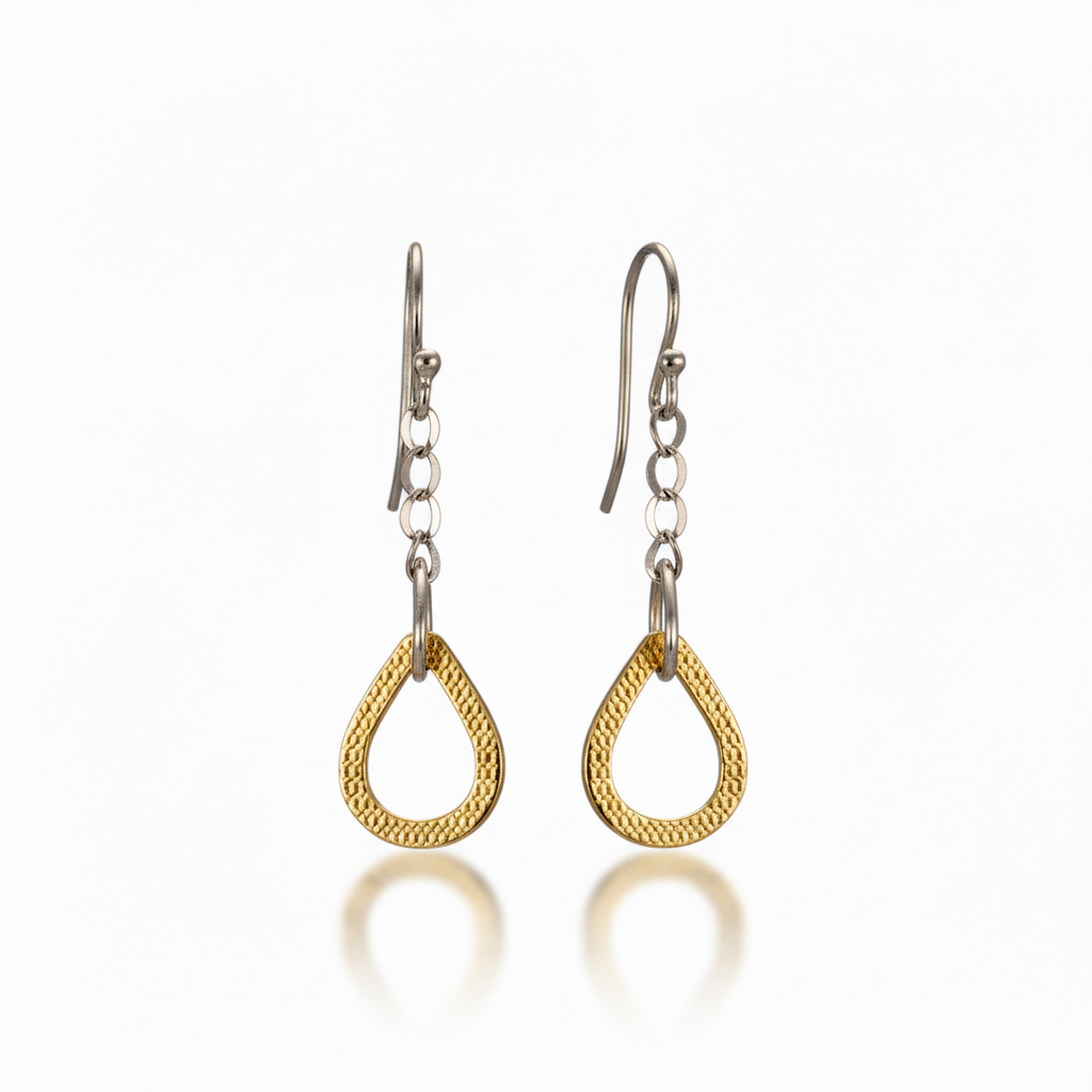 Sterling Silver Gold plated Tear drop earrings for Women and Girls