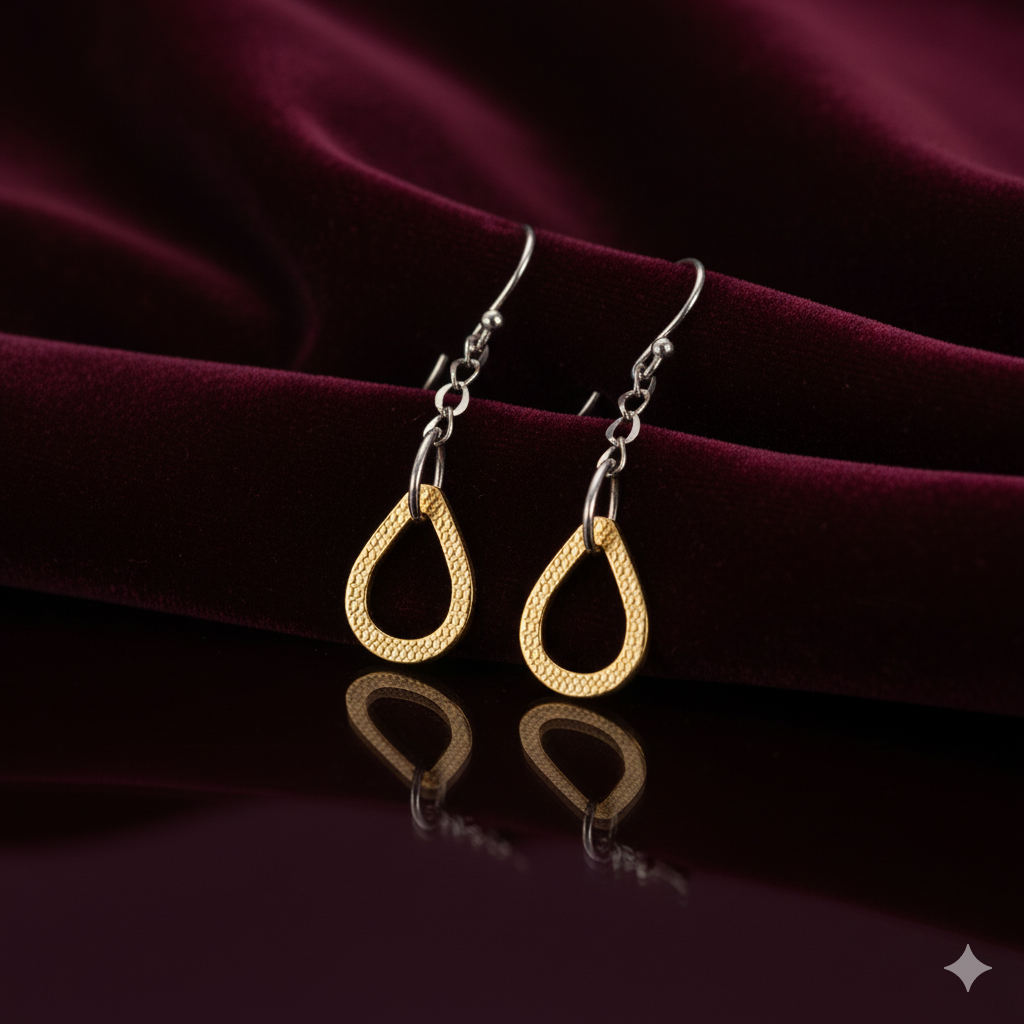 Sterling Silver Gold plated Tear drop earrings for Women and Girls