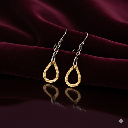 Sterling Silver Gold plated Tear drop earrings for Women and Girls