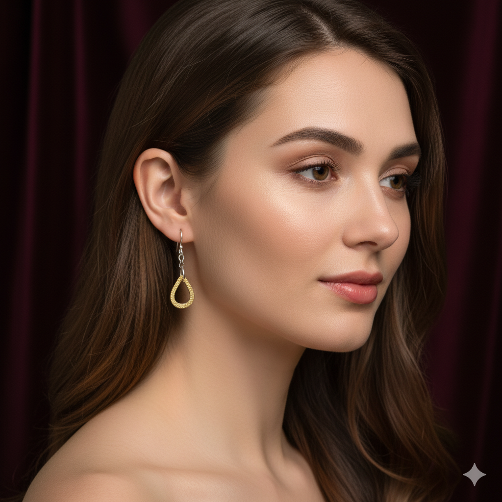 Sterling Silver Gold plated Tear drop earrings for Women and Girls