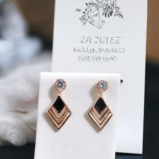 Rosegold geomatrical design drop earrings for women and girls