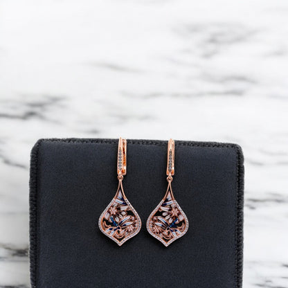 Rosegold dragonfly drop earrings for women and girls