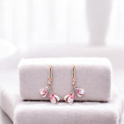 Rosegold dual flower Drop earrings for women and girls