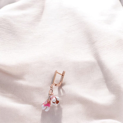 Rosegold dual flower Drop earrings for women and girls