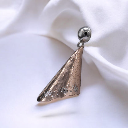 Rosegold silver triangle drop earrings for women and girls