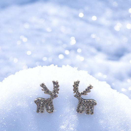 Sterling silver Deer stud earrings for women and girls