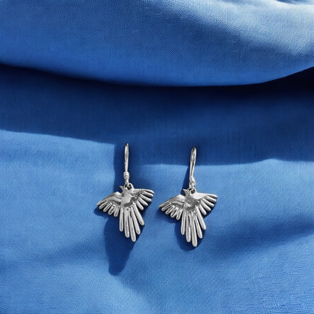 Sterling silver Moon Tarnish oxidized flying bird earring for women and girls