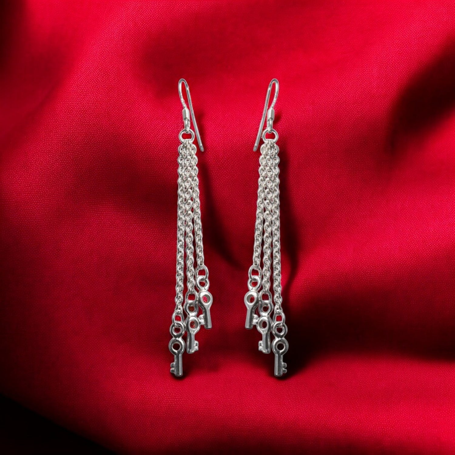 925 Sterling Silver Oxidised Link Chain Style Earrings for Women & Girls