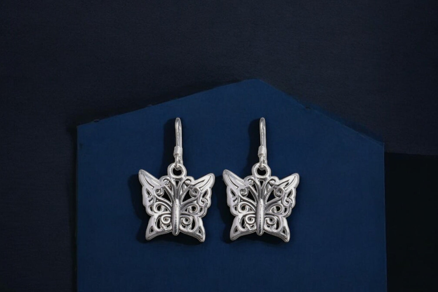 Sterling silver Moon Tarnish oxidized charm butterfly earrings for women and girls
