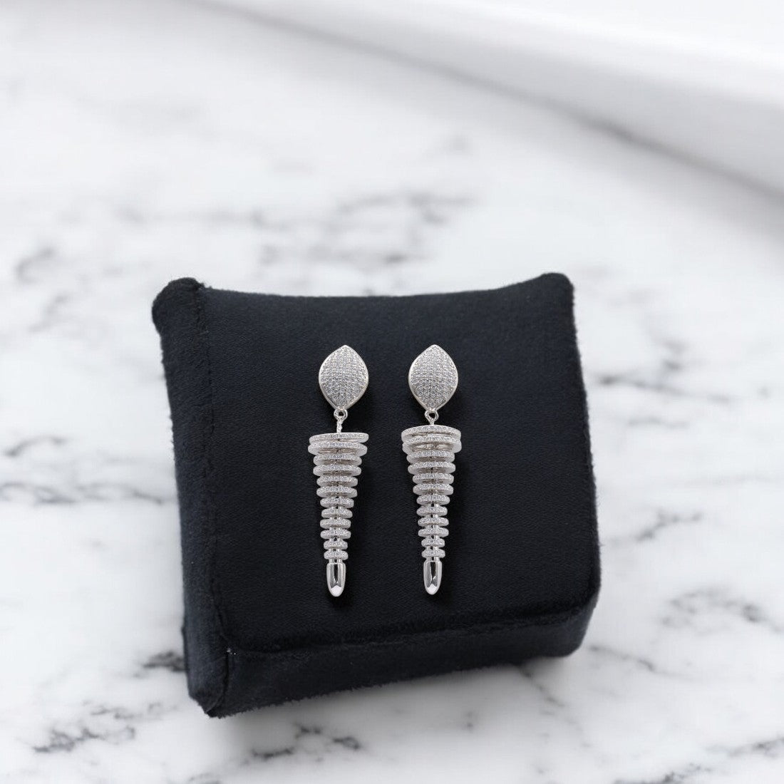 925 Sterling Silver Layered Circle Drop Earrings for Women & Girls