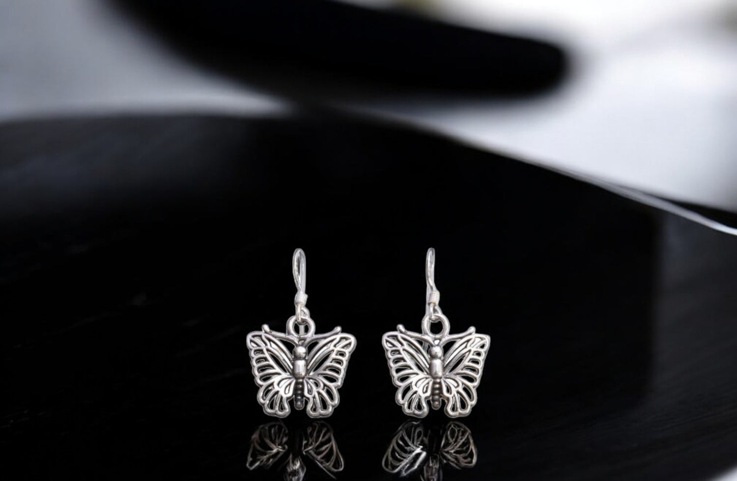 925 Sterling Silver Oxidised Butterfly Design Earrings for Women & Girls