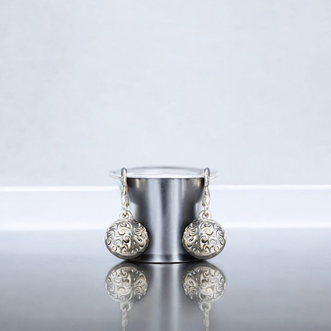 Sterling silver Moon Tarnish oxidized ball earrings for women and girls