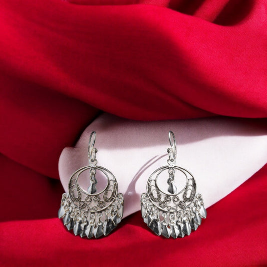 Sterling silver oxidized chandbali earrings for women and girls