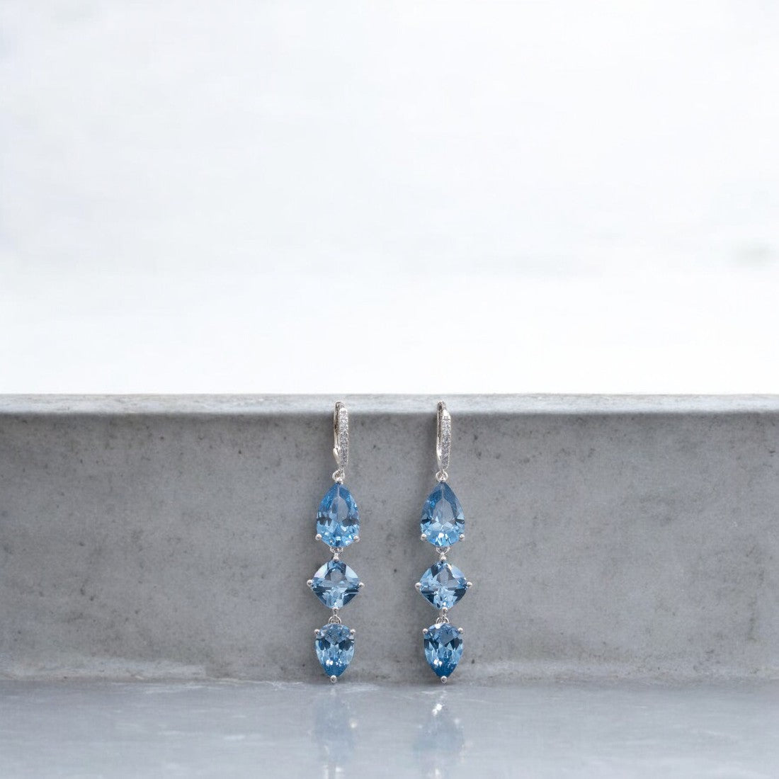 Sterling silver Blue stone tear drop earrings for women and girls