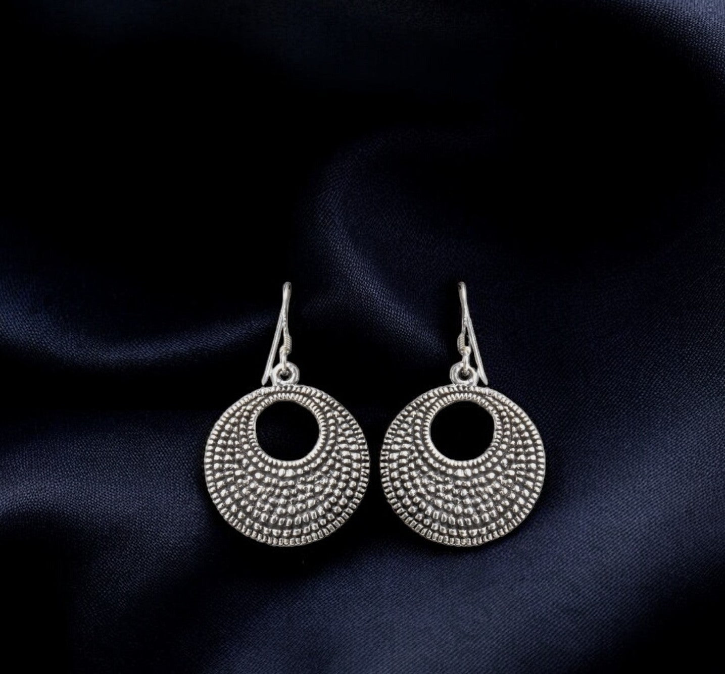 Sterling silver Moon Tarnish oxidized ethnic lunar earrings for women and girls