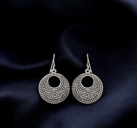 Sterling silver oxidized ethnic lunar earrings for women and girls