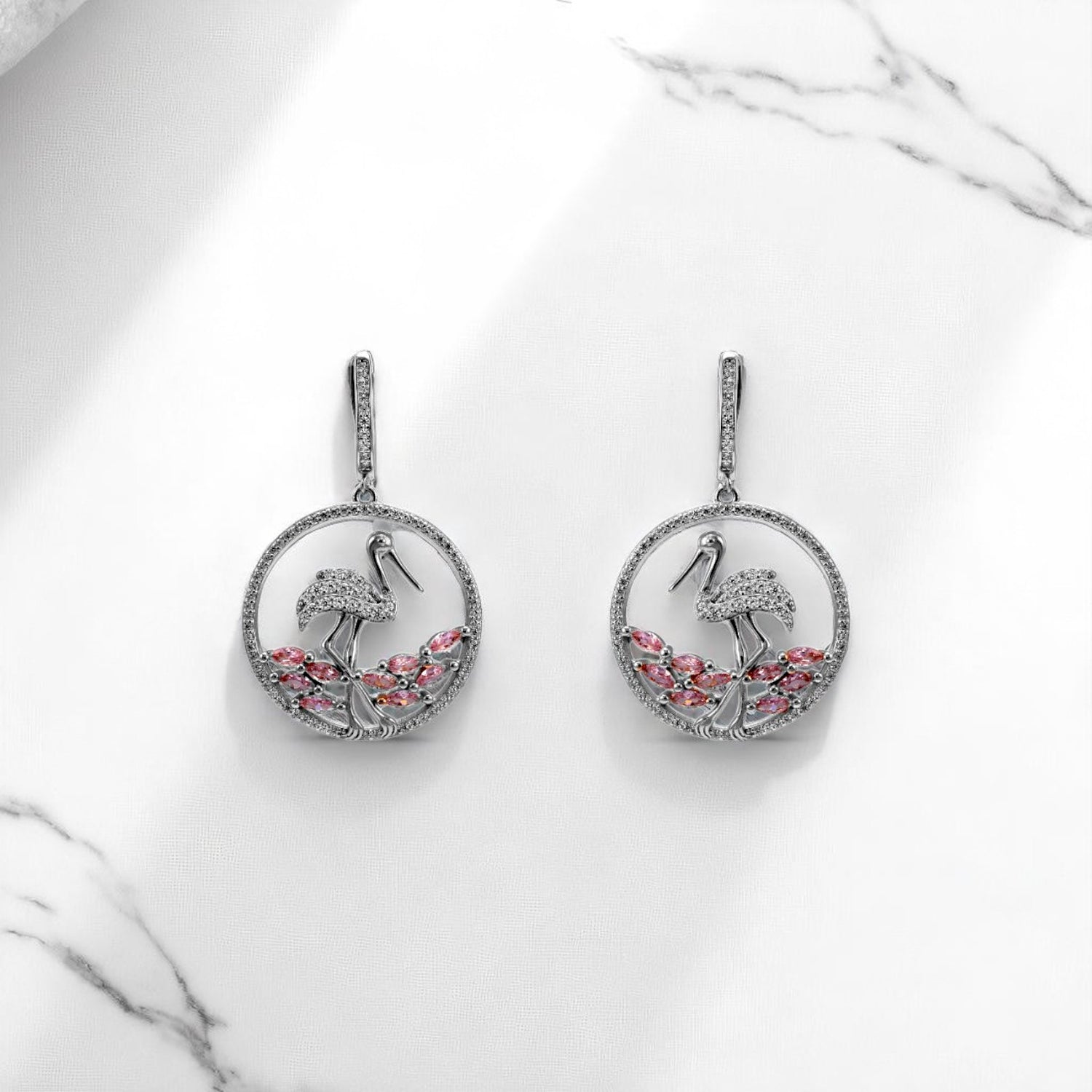 925 Sterling Silver Flamingo Drop Earrings for Women & Girls