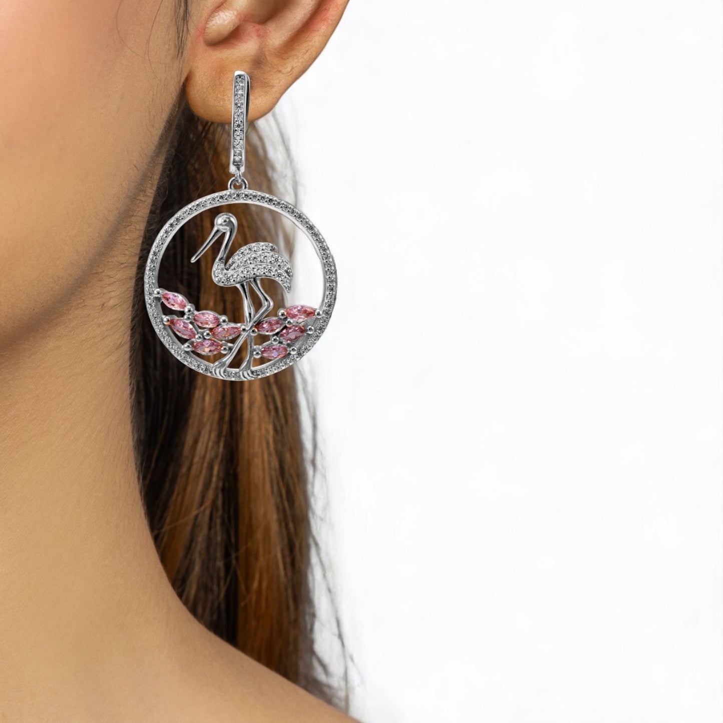 925 Sterling Silver Flamingo Drop Earrings for Women & Girls