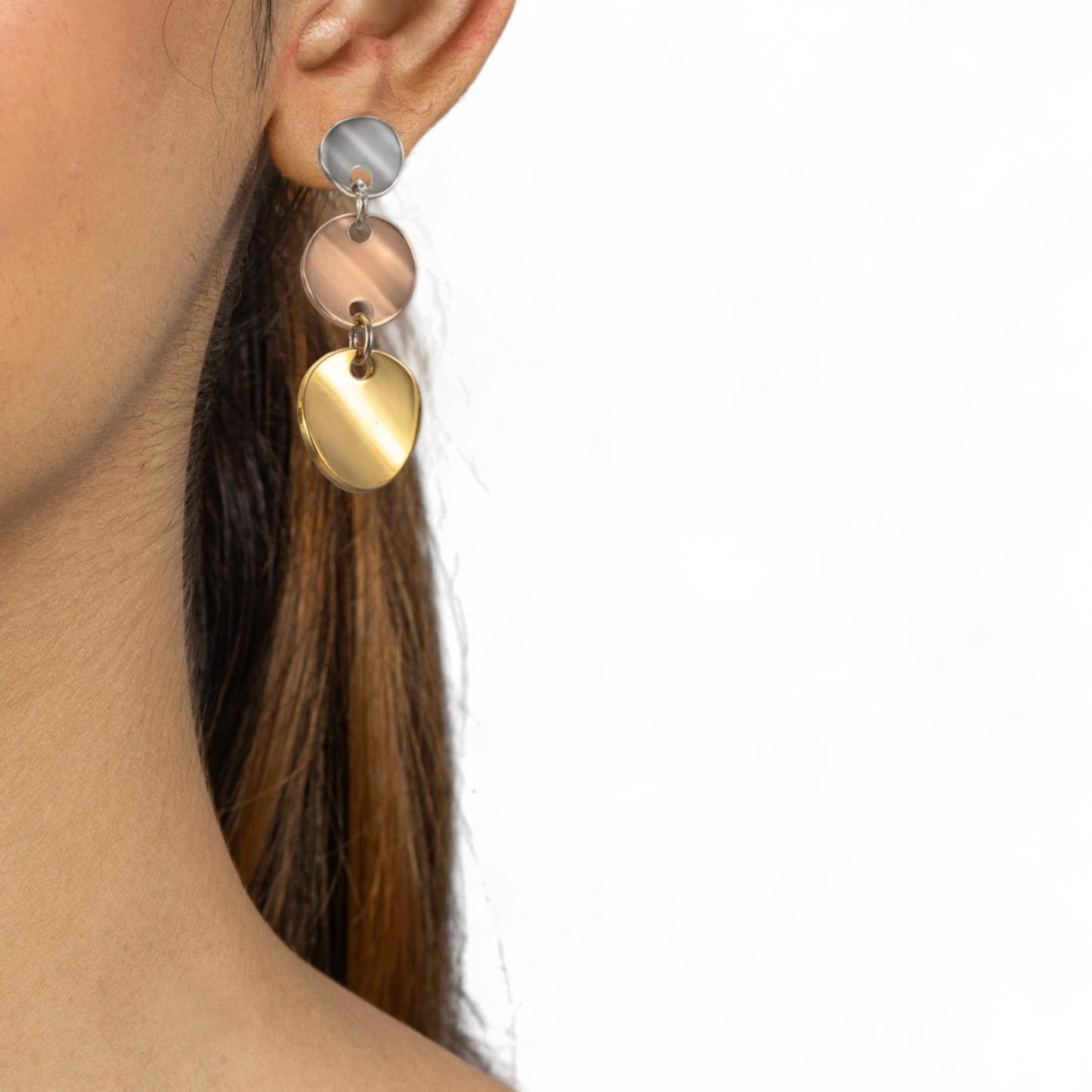 Sterling Silver Round Shaped Dangle Earrings for Women and Girls