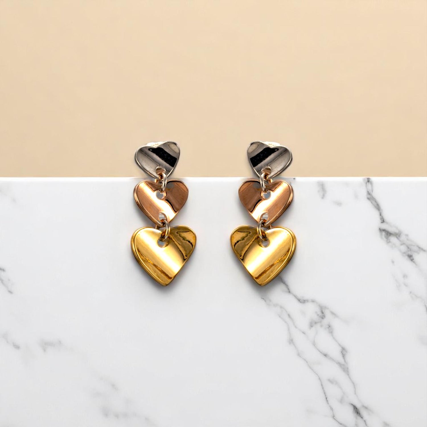 Sterling Silver Heart Shape Dangle Earrings for Women and Girls