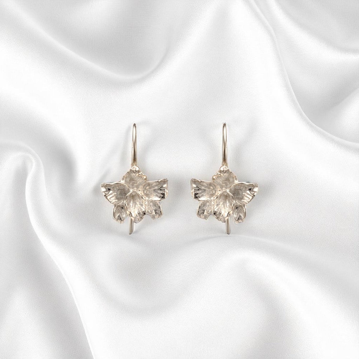 Sterling Silver Orchid Design hook Earrings for Women and Girls