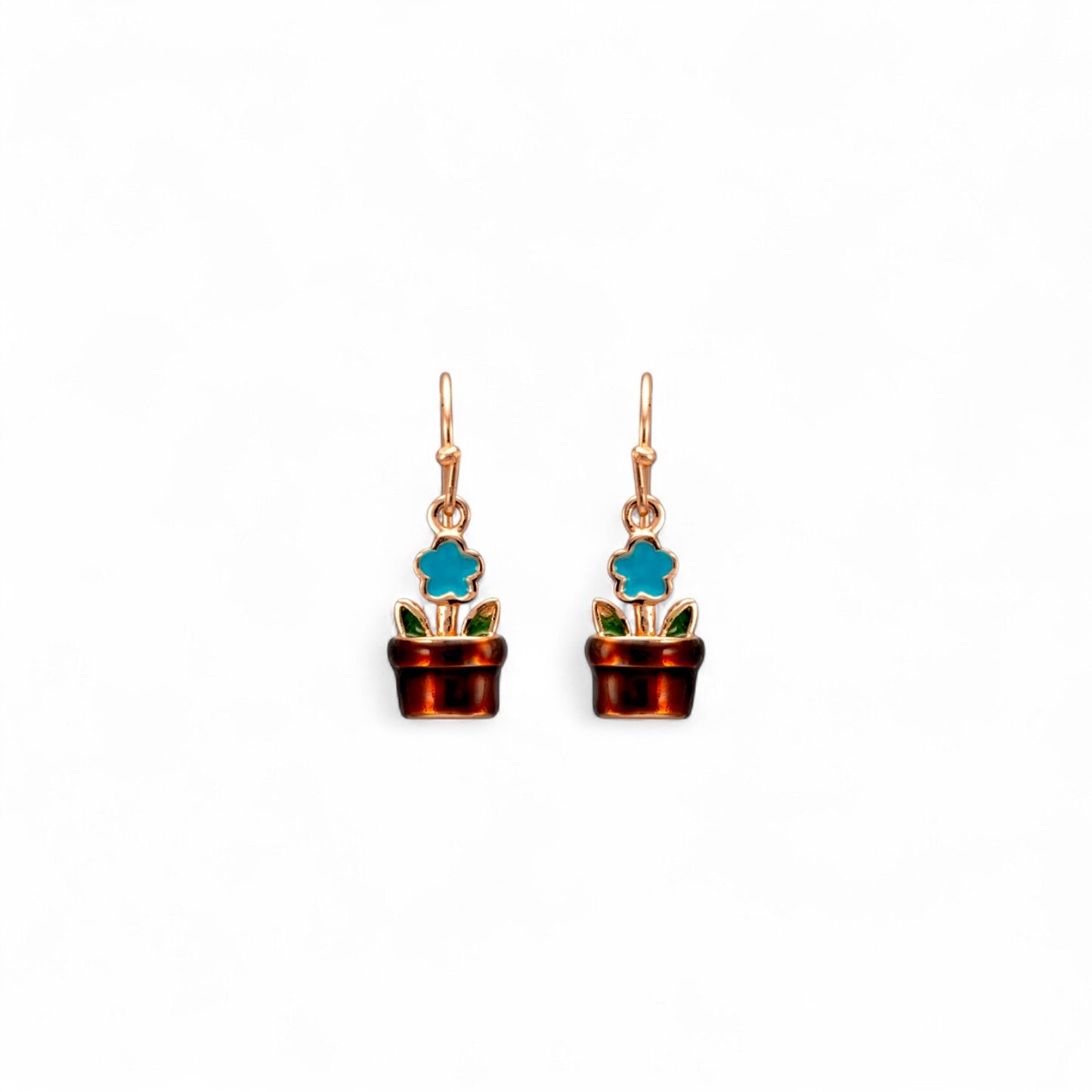Sterling silver Rosegold Plated Flower Pot Earrings for Women and Girls