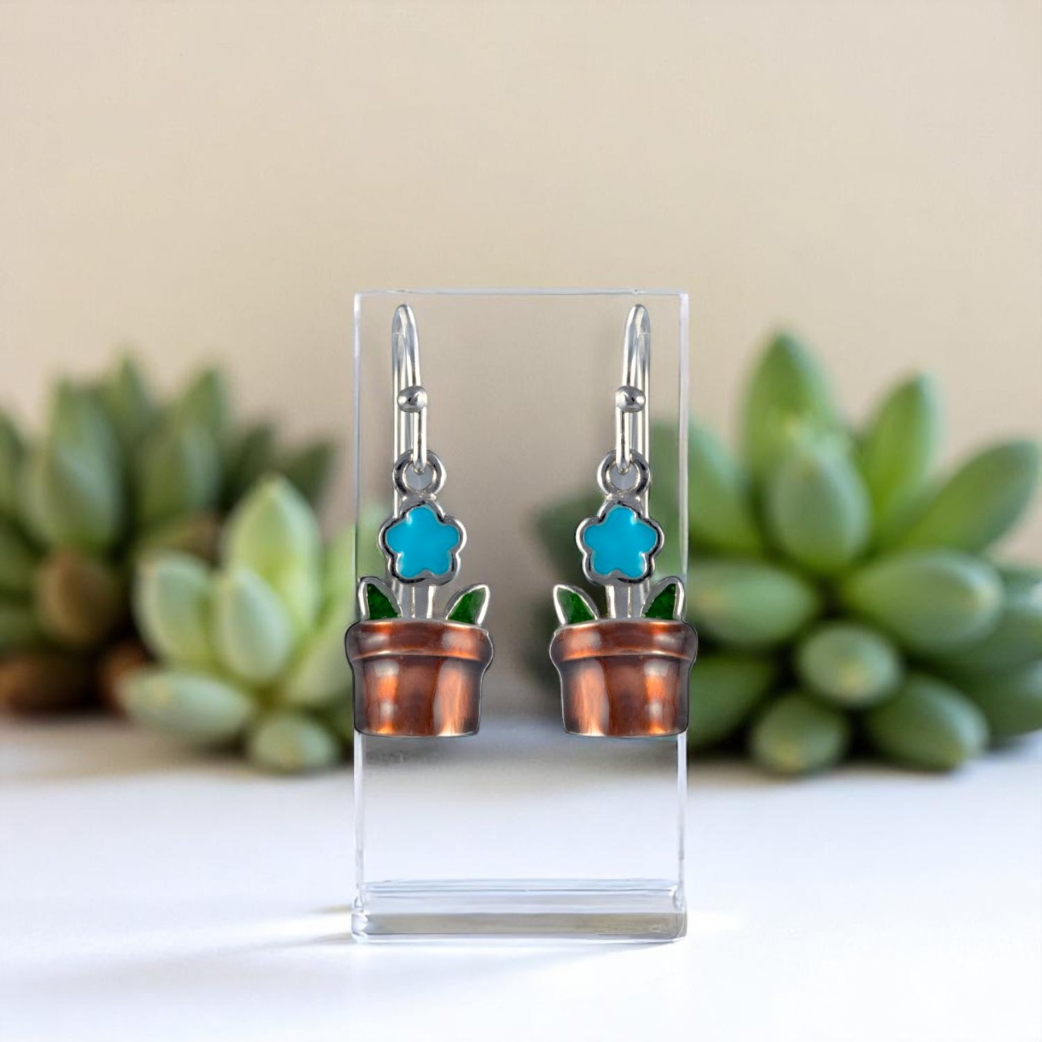Sterling Silver Flower Pot Earrings for Women and Girls