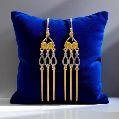 925 Sterling Silver Gold Plated Pin Loop Earrings for Women & Girls