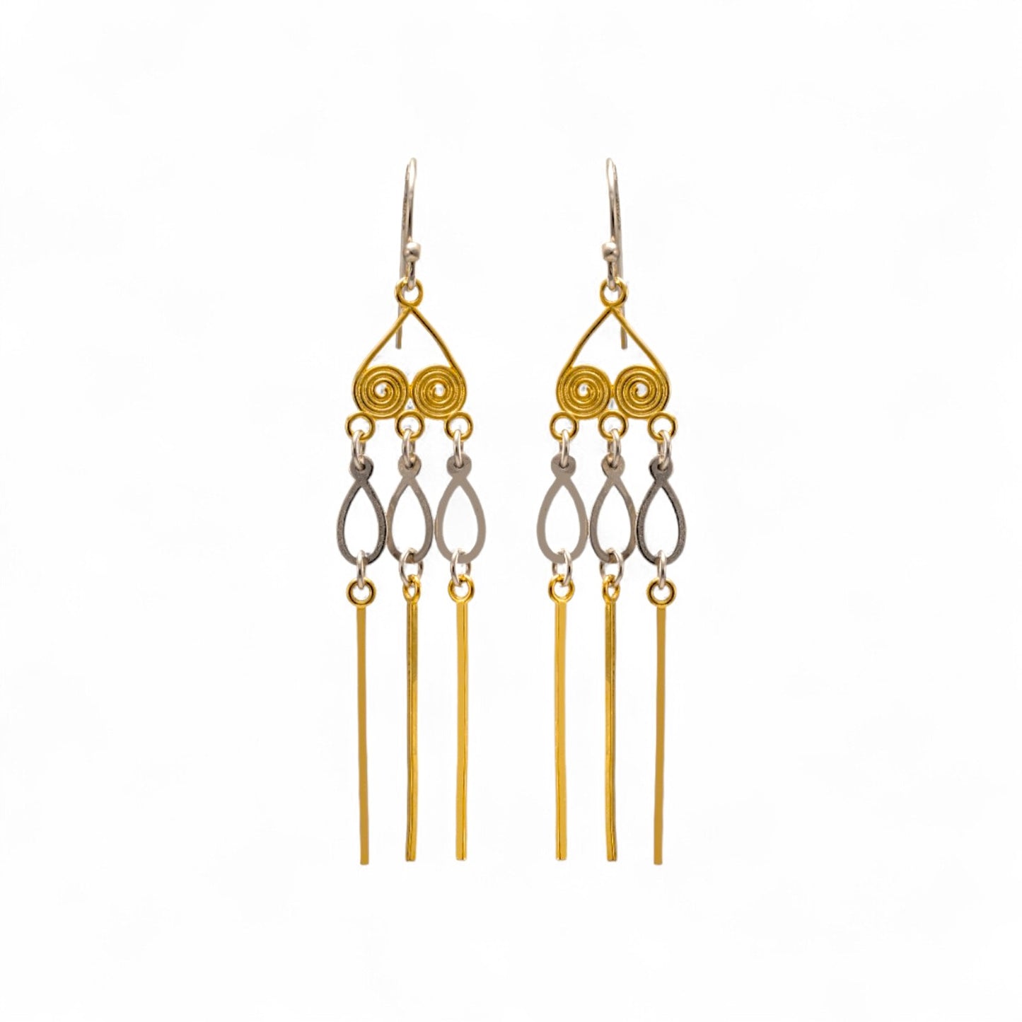 925 Sterling Silver Gold Plated Pin Loop Earrings for Women & Girls