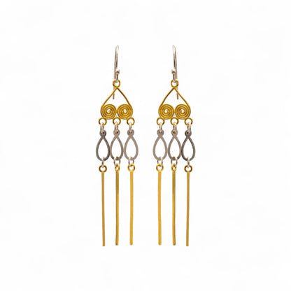 925 Sterling Silver Gold Plated Pin Loop Earrings for Women & Girls