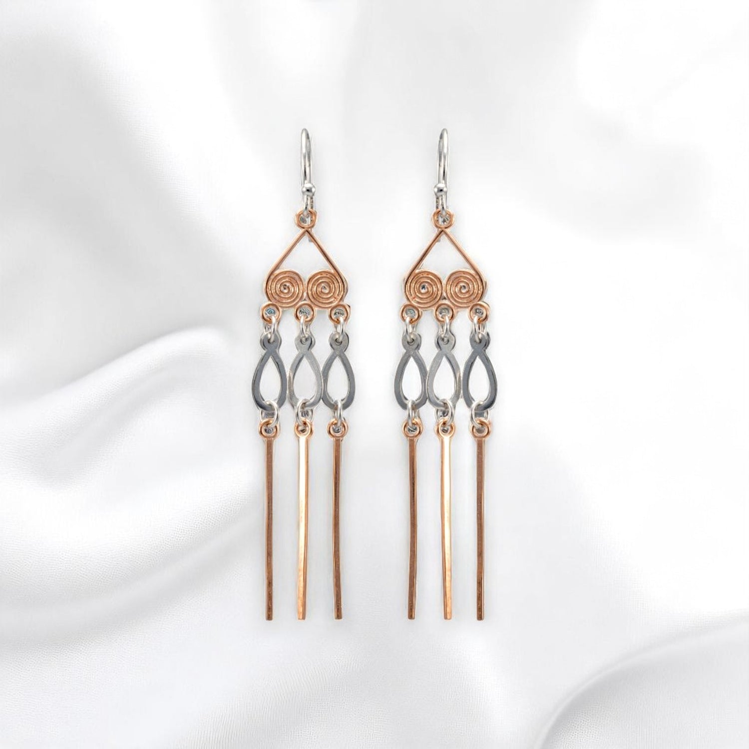 Sterling Silver Two Tone Chandelier Drop Earrings for Women & Girls